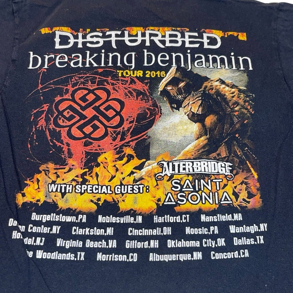 Disturbed & Breaking Benjamin 2016 Tour Graphic Tshirt Black Size Medium EUC - Picture 6 of 9